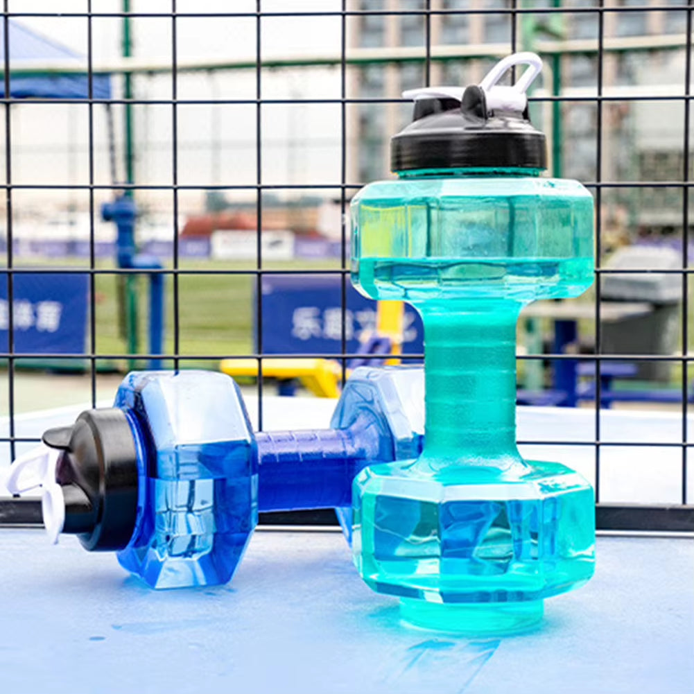 2600Ml Multifunctional Gym Sports PET Dumbbell Shaped Kettle Outdoor Fitness Cycling Camping Cold Water Bottle Cup